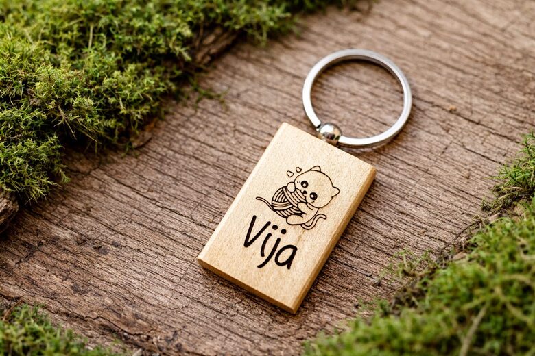 Personalizēts koka atslēgu piekariņš (taisnstūra) *